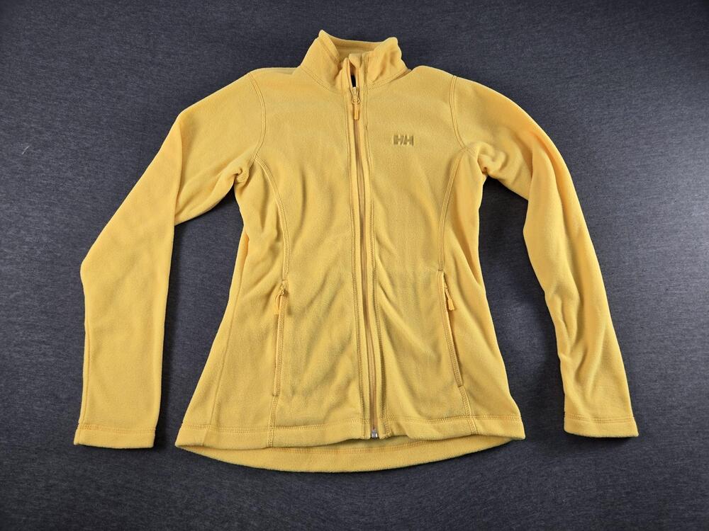 Helly Hansen Jacket Womens Small Yellow Polartec Fleece Full Zip Pockets Outdoor